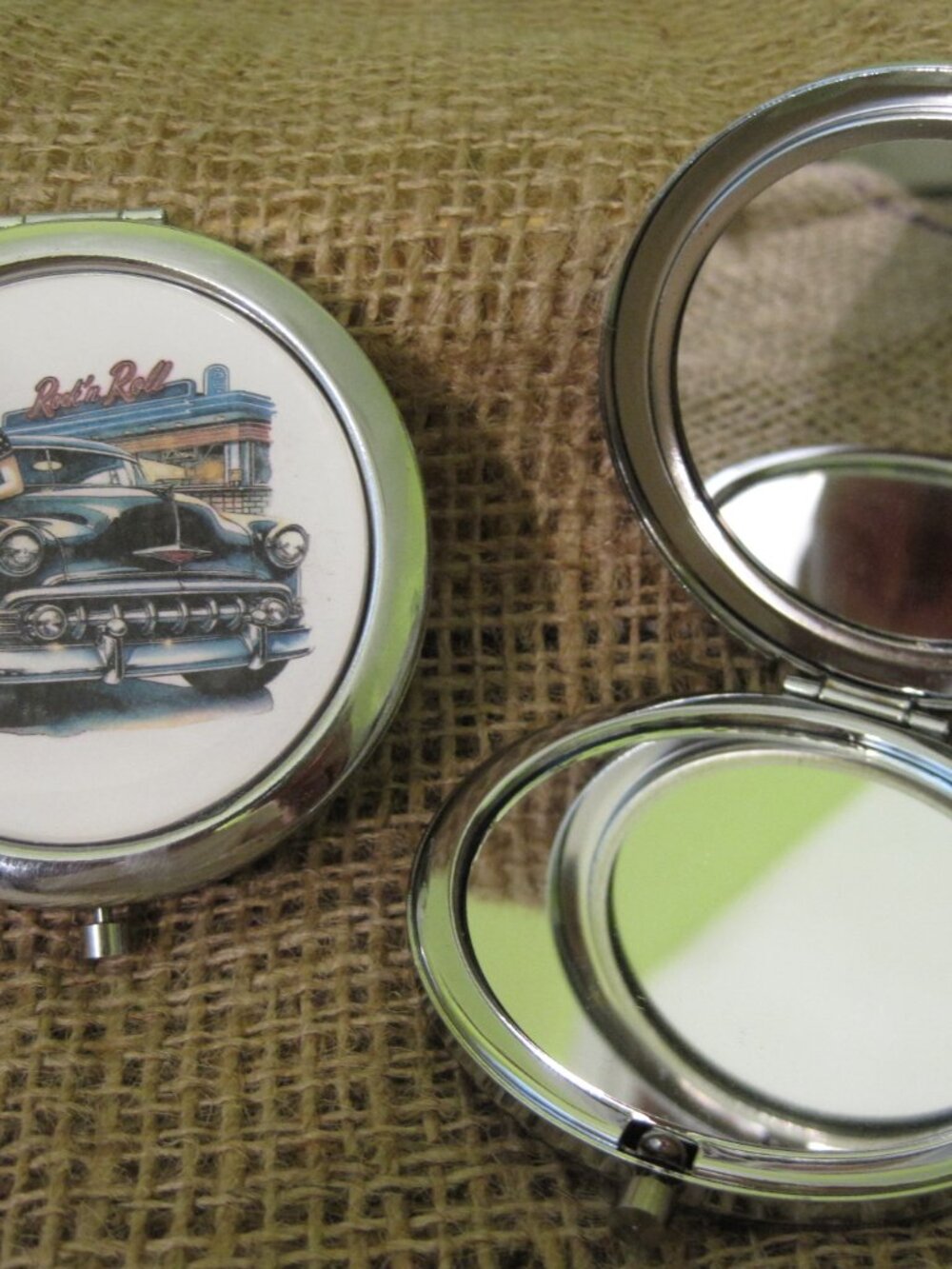 Retro Rockabilly Themed Compact/Pocket Mirror